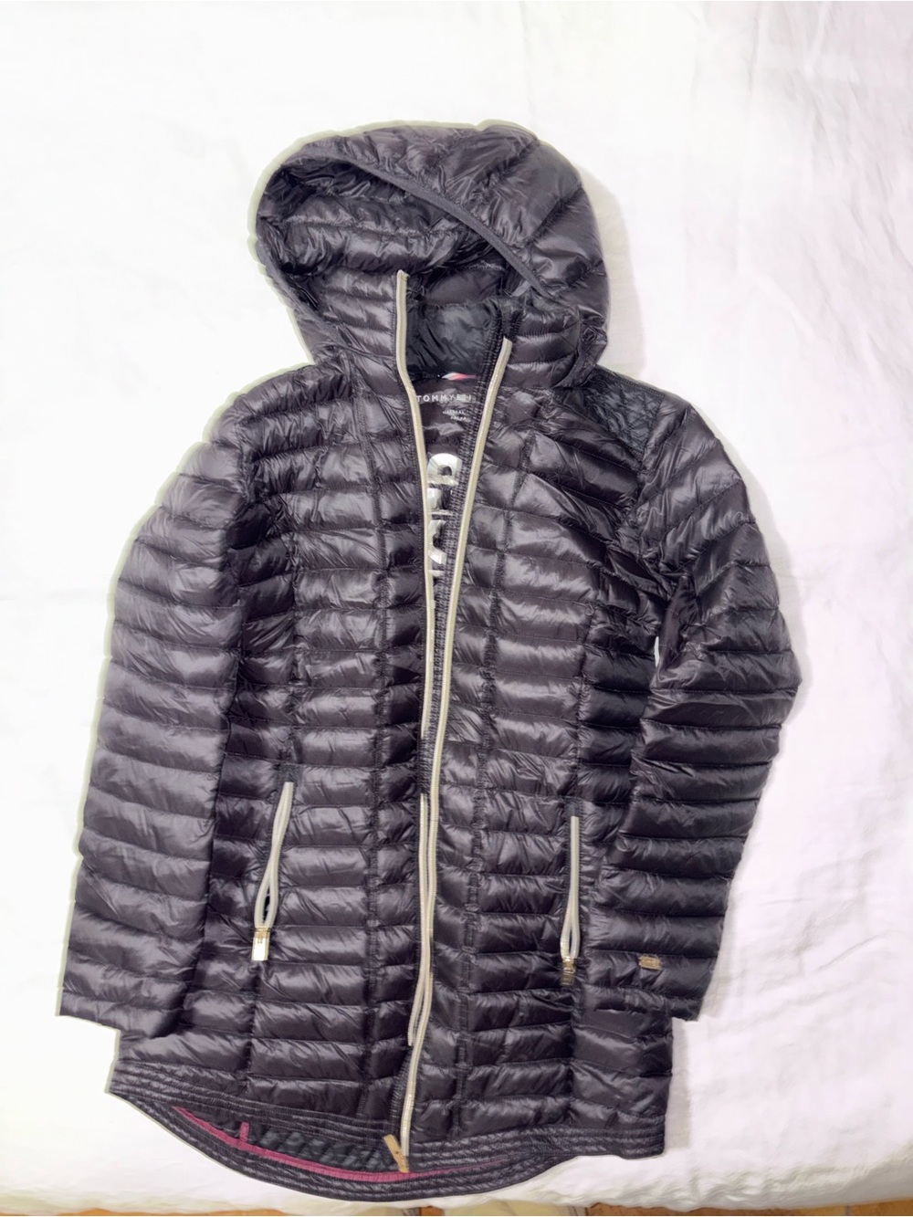 Tommy Hilfiger Black Hooded Quilted Puffer Coat